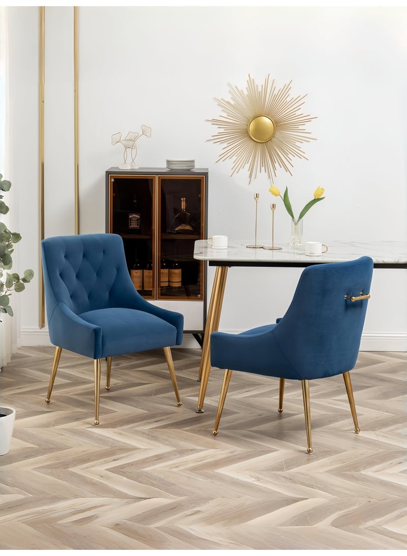 SEYNAR Dining Chair Set of 2,Modern Velvet Dining Chairs with Gold Legs,Elegant Tufted Accent Chairs for Reception, Living Room or Study Room - Image 2